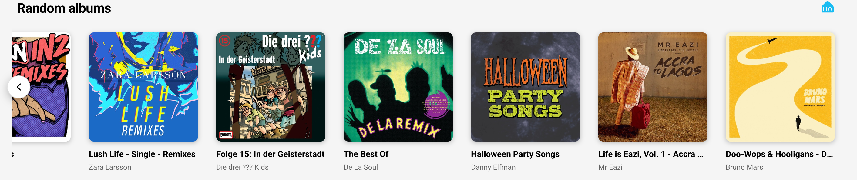 Random Albums row on the Discover page